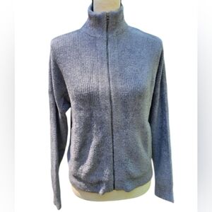Hello Nite Gray Zip-Up Sweater Jacket High Neck Cozy Plush Size S/M NEW